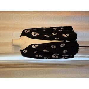 Torrid Skull Print Cardigan Black Goth Sweater Size 2